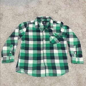 Volcom Boys Green Plaid Shirt Size 7